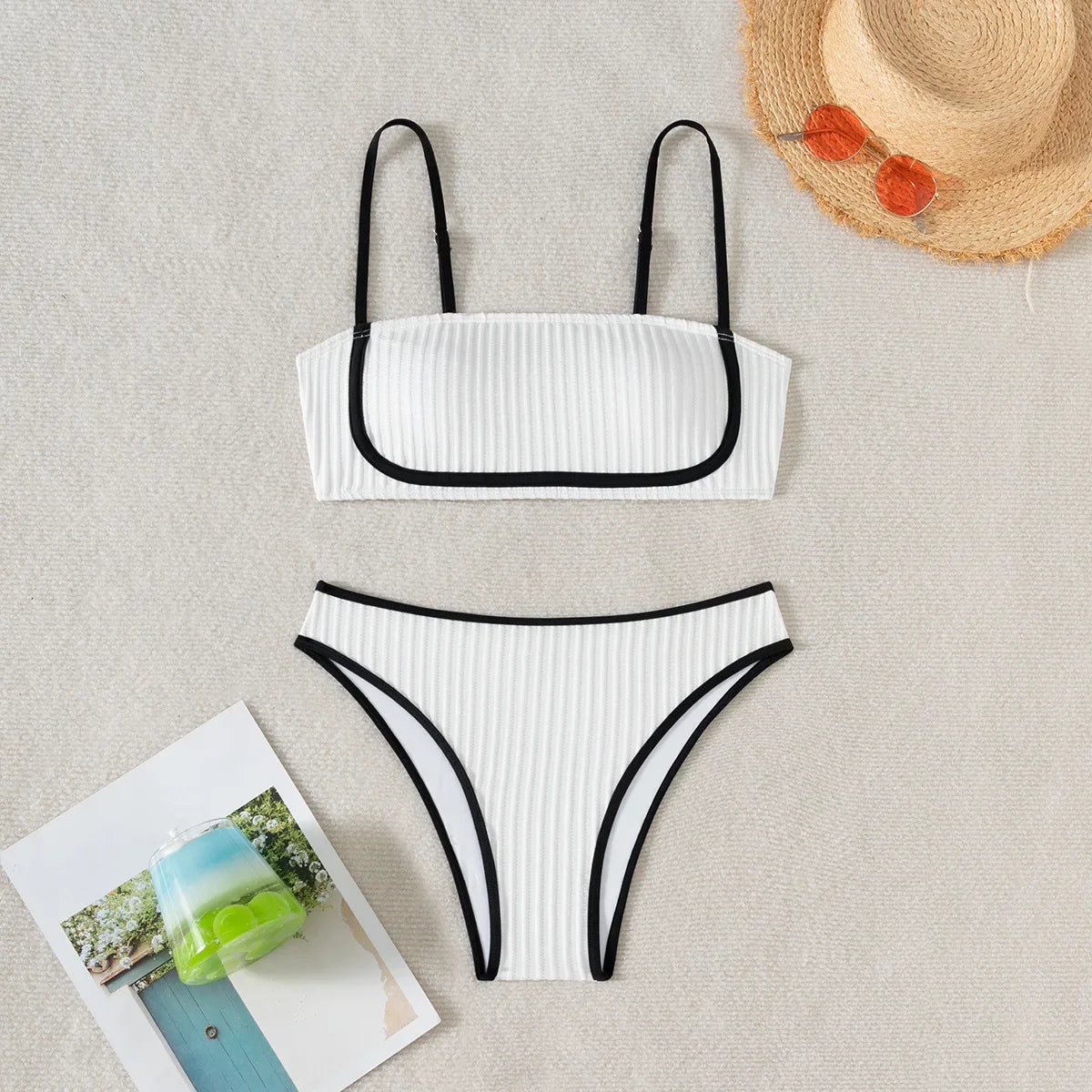 Bikini Aumare Puerto Escondido bandeau blanco detalle