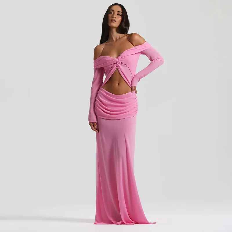 Vestido Aumare Porquerolles en rosa vista frontal