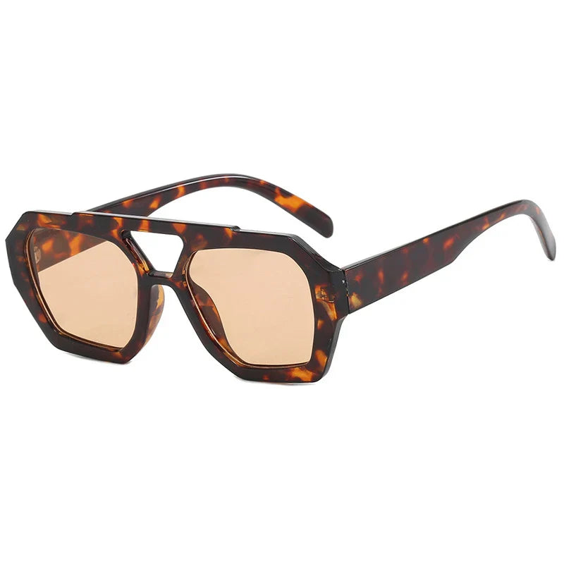 Lentes de sol Aumare Es Vedrà estampado leopardo con lente marrón