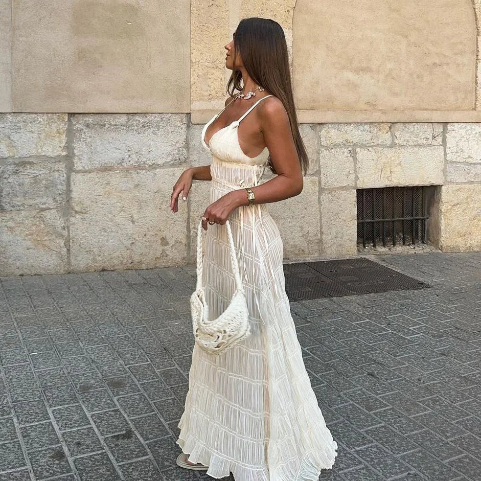 Vestido Aumare Maratea blanco caída fluida