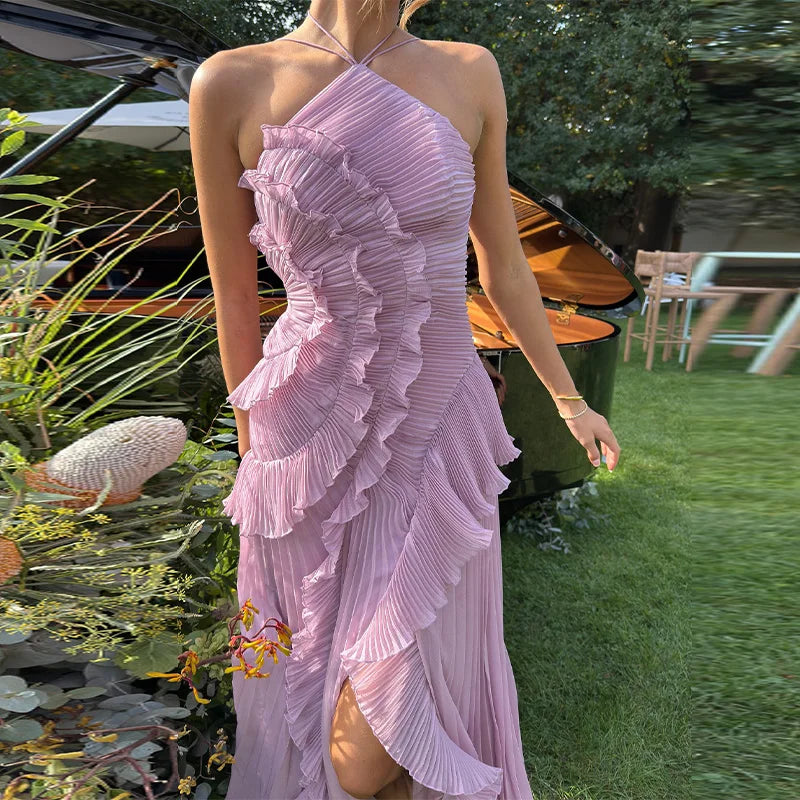 Vestido Aumare Portovenere silueta plisada elegante