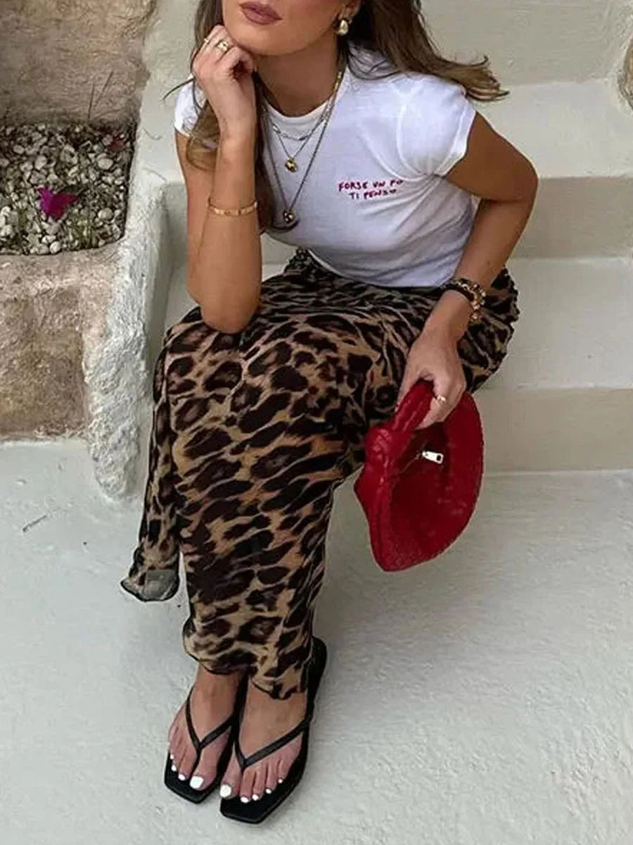 Falda pareo estampado leopardo Aumare Pescadero detalle