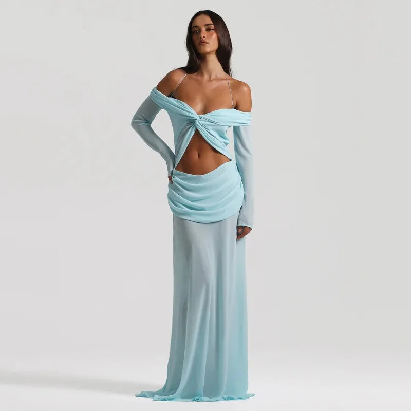 Vestido Aumare Porquerolles en azul vista frontal
