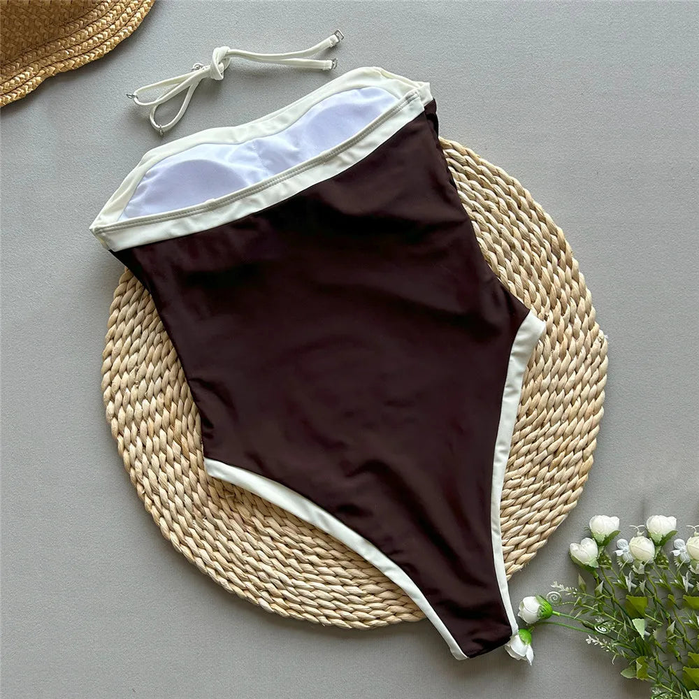 Maillot entero Aumare Gigi marrón — vista lateral
