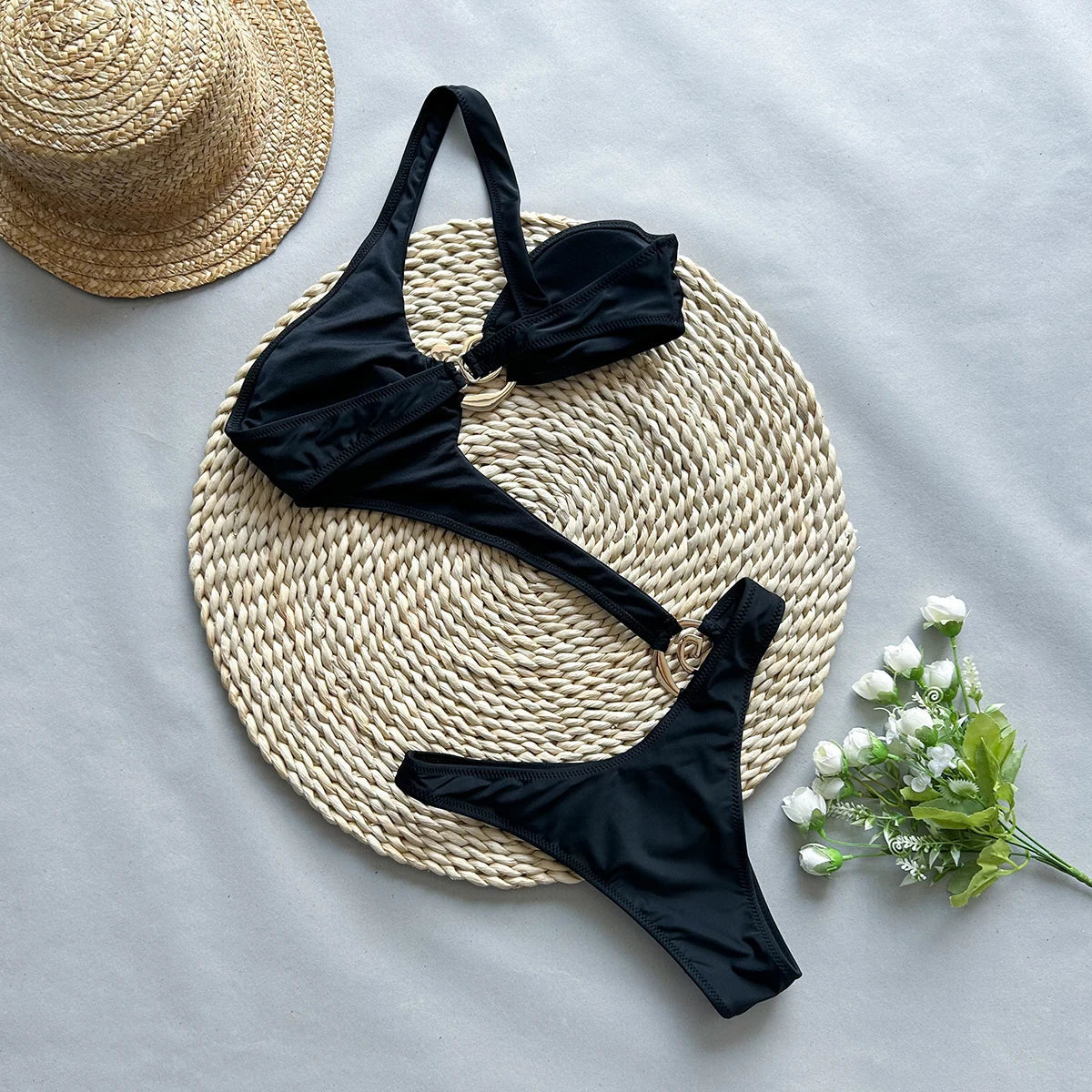 Traje de baño entero negro de lujo Aumare Amélie