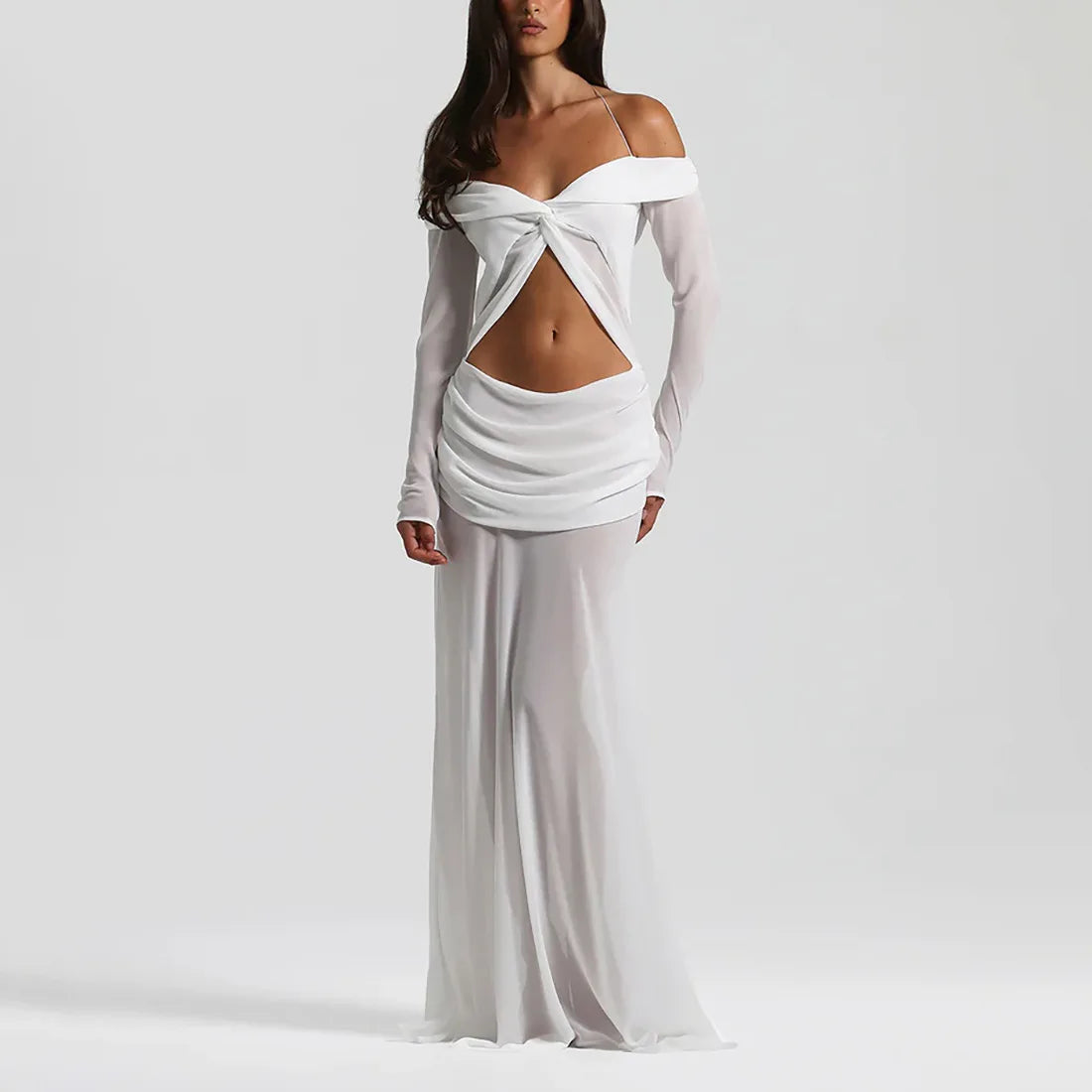 Vestido Aumare Porquerolles en blanco vista frontal