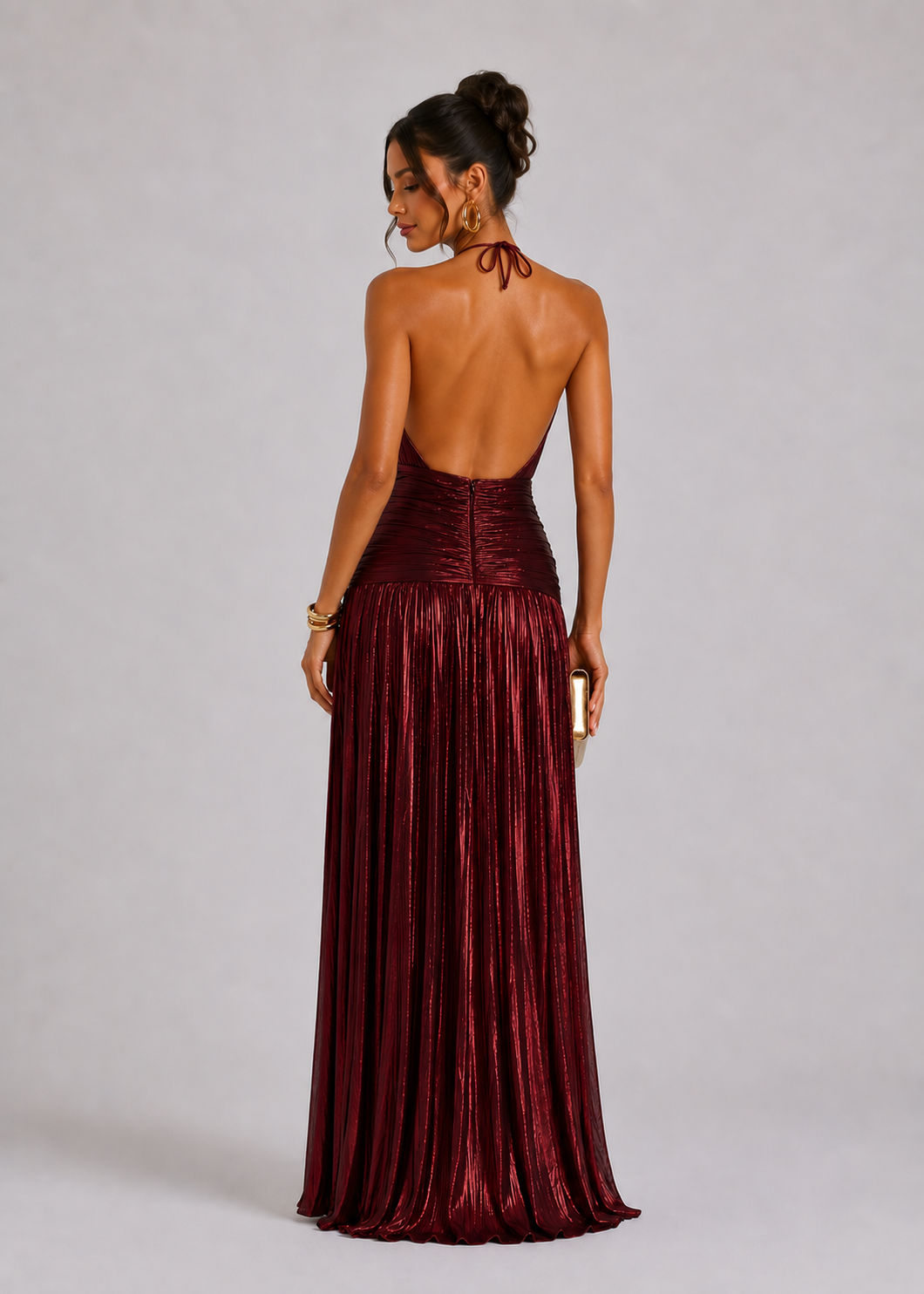 Vestido Aumare Menton vino caída fluida