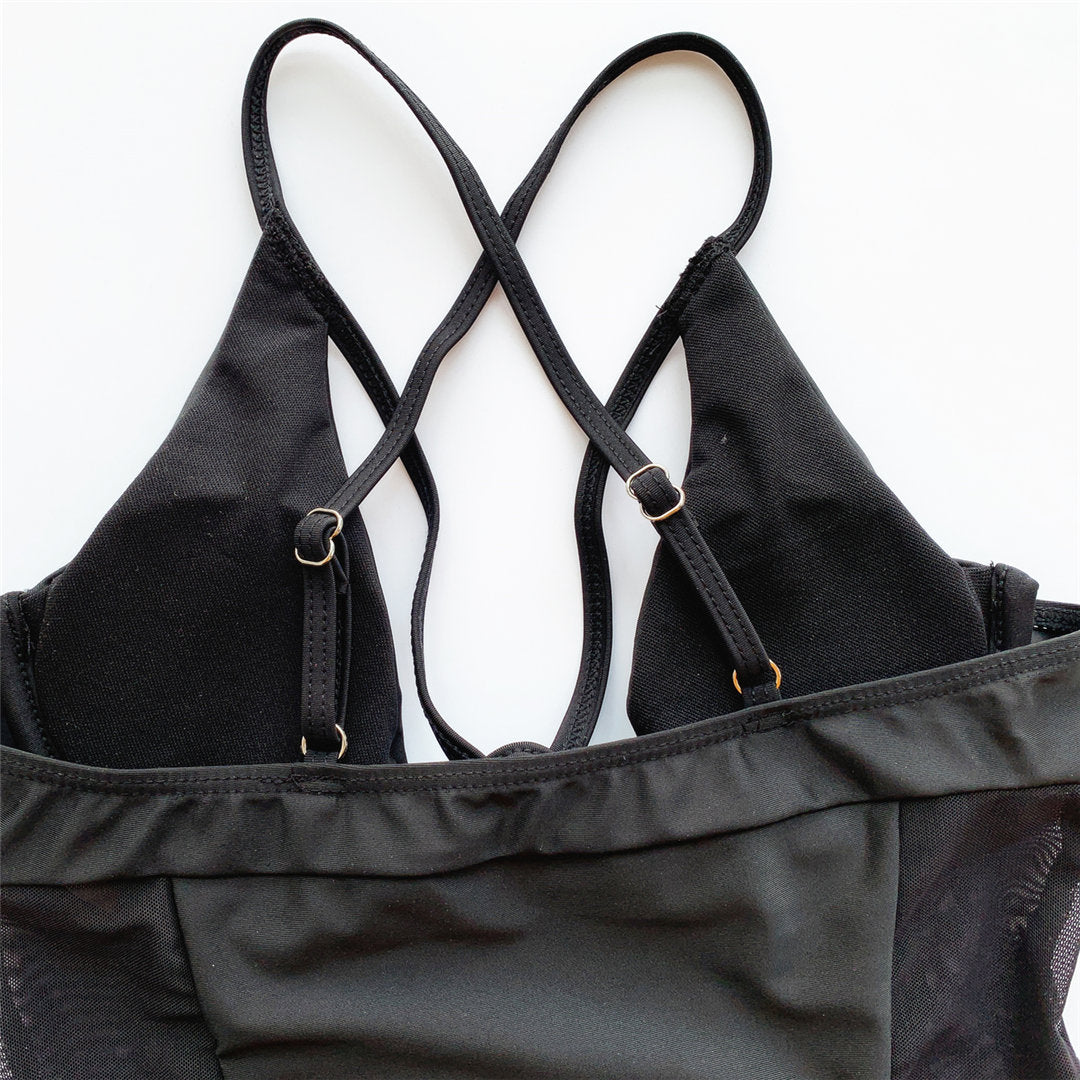 Maillot negro Aumare Marisa escote halter resort